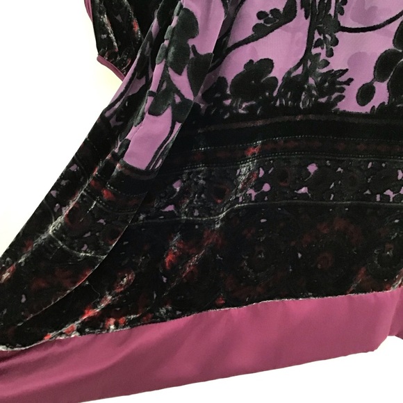 Hale’ Bob NWT Floral Mesh & Velvet Silk Blend Tunic Dress Boho Purple Size Med - Picture 9 of 13